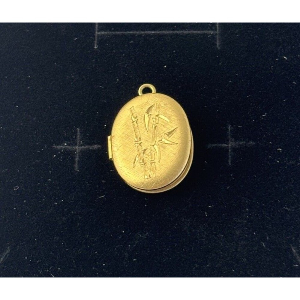 VTG  2.38 Grams BAB 1/20 14KT Gold-Overlay Bamboo Design Photo Locket By BAB
